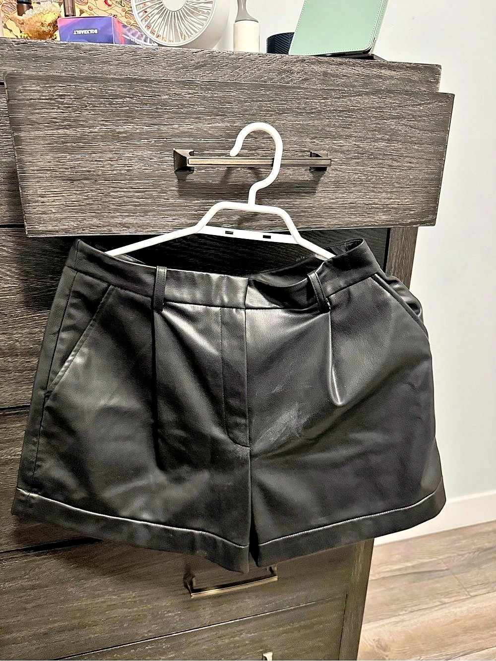 Zara Faux Leather High Waist Shorts in Black